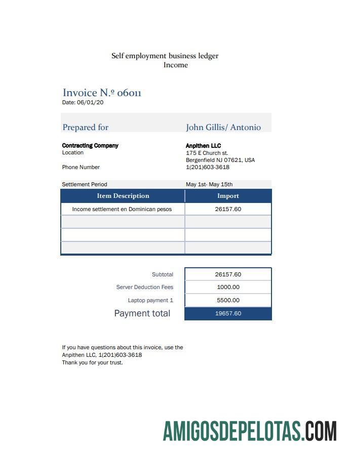 Recibo de pagamento de trabalho autônomo exemplo